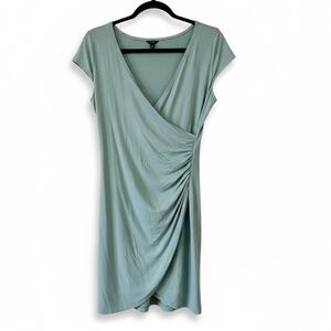 Ann Taylor Sage Green Ruched Wrap Dress Size MP